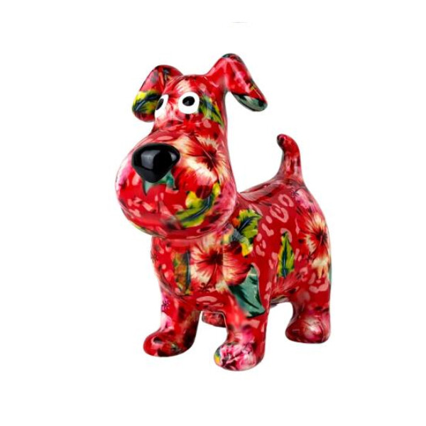 Spardose POMME PIDOU - Hund Hugo - rot / Hibiskus