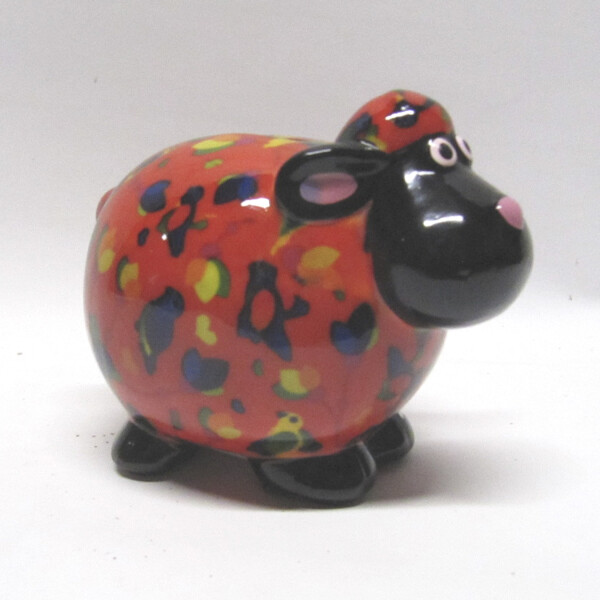 POMME PIDOU PETITES exklusive Mini-Spardosen  - Schaf Giselle - rot / Vögelchen