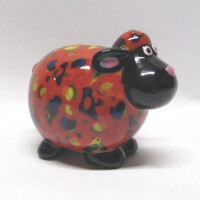 POMME PIDOU PETITES exklusive Mini-Spardosen  - Schaf Giselle - rot / Vögelchen