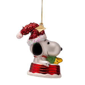 Vondels - Christbaumschmuck aus Glas - PEANUTS / Snoopy and Woodstock on a sleigh / Snoopy und Woodstock auf dem Schlitten 11cm