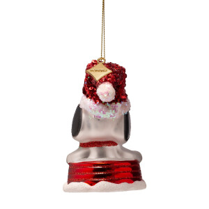 Vondels - Christbaumschmuck aus Glas - PEANUTS / Snoopy and Woodstock on a sleigh / Snoopy und Woodstock auf dem Schlitten 11cm