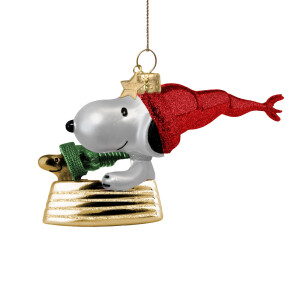 Vondels - Christbaumschmuck aus Glas - PEANUTS / Snoopy and Woodstock on a sleigh / Snoopy und Woodstock auf dem Schlitten 11cm