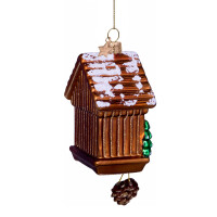 Vondels - Christbaumschmuck aus Glas - brown cuckoo clock / braune Kuckucksuhr 12cm