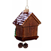 Vondels - Christbaumschmuck aus Glas - brown cuckoo clock / braune Kuckucksuhr 12cm
