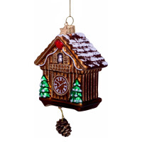 Vondels - Christbaumschmuck aus Glas - brown cuckoo clock / braune Kuckucksuhr 12cm