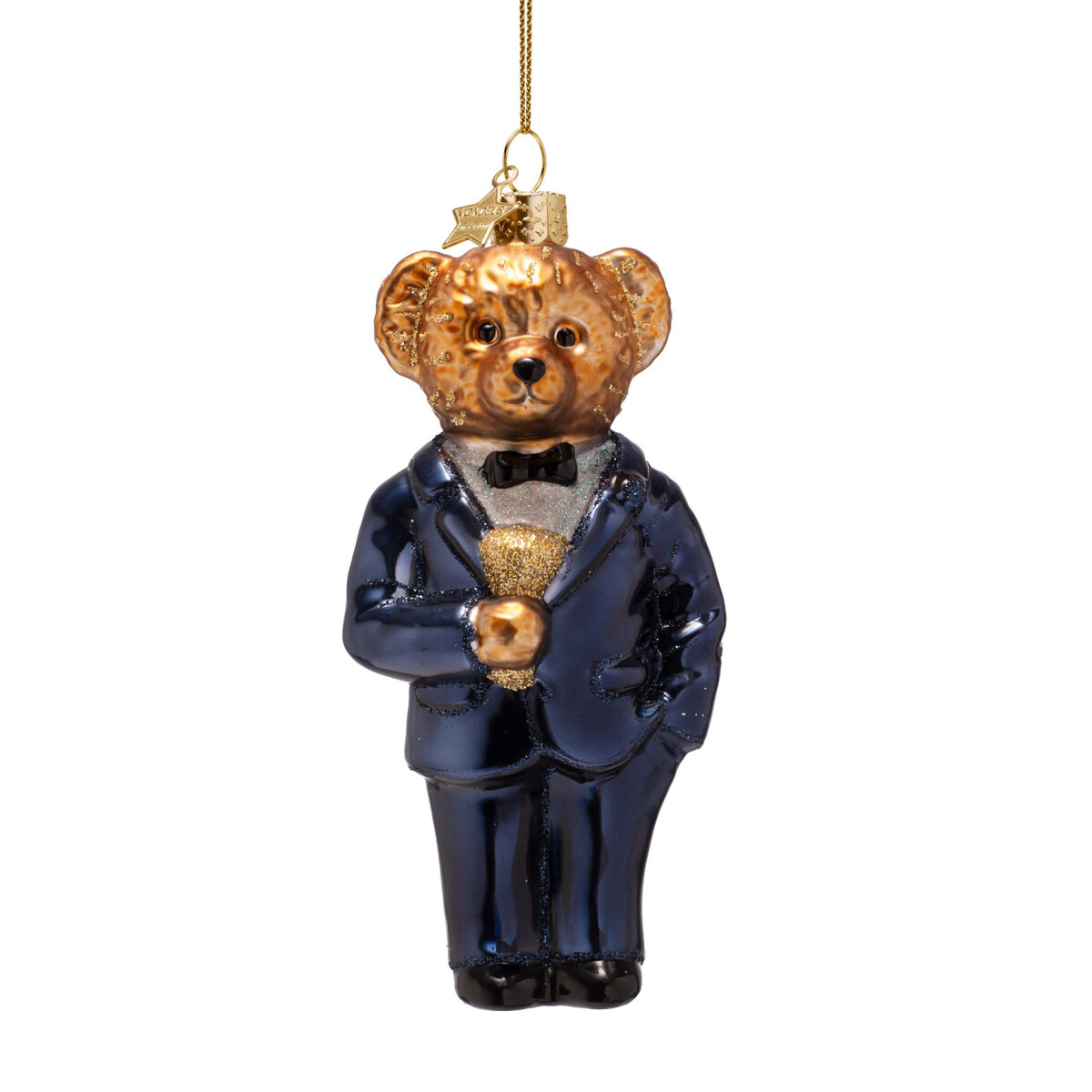 Vondels - Christbaumschmuck aus Glas - bear blue in...