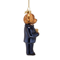 Vondels - Christbaumschmuck aus Glas - bear blue in clothes / Bär in blauem Anzug 12cm