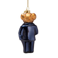 Vondels - Christbaumschmuck aus Glas - bear blue in clothes / Bär in blauem Anzug 12cm
