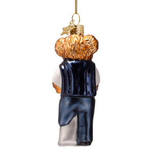Vondels - Christbaumschmuck aus Glas - bear blue in golf clothes / Bär in blauem Golf-Outfit 12cm