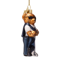Vondels - Christbaumschmuck aus Glas - bear blue in golf clothes / Bär in blauem Golf-Outfit 12cm
