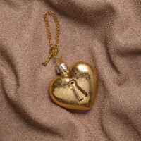 Vondels - Christbaumschmuck aus Glas - gold heart with key lock / goldenes Herz mit Schlüssel 6,5cm