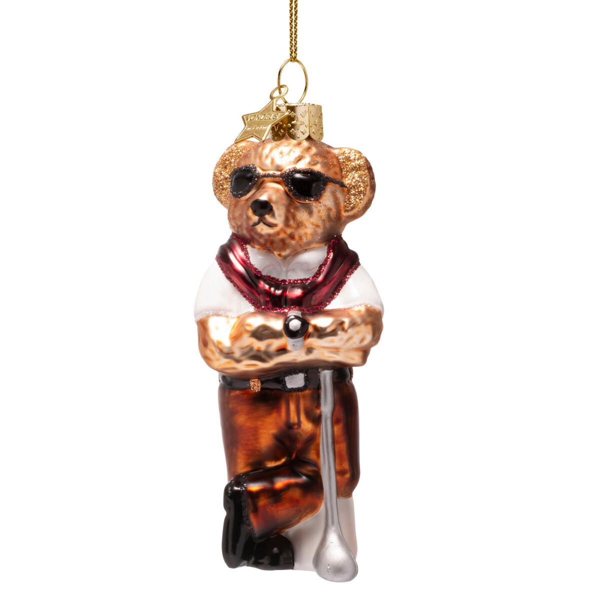 Vondels - Christbaumschmuck aus Glas - bear burgundy in...