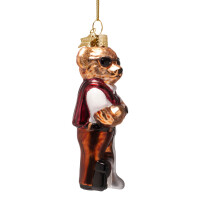Vondels - Christbaumschmuck aus Glas - bear burgundy in golf clothes / Bär in burgund-rotem Golf-Outfit 12cm