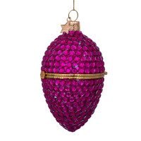 Vondels - Christbaumschmuck aus Glas - raspberry decorated egg / himbeer-farbenes dekoriertes Ei zum Öffnen 10cm