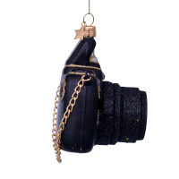 Vondels - Christbaumschmuck aus Glas - black camera / schwarze Spiegelreflexkamera 8,5cm