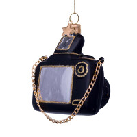 Vondels - Christbaumschmuck aus Glas - black camera / schwarze Spiegelreflexkamera 8,5cm