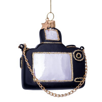 Vondels - Christbaumschmuck aus Glas - black camera / schwarze Spiegelreflexkamera 8,5cm