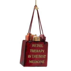 Vondels - Christbaumschmuck aus Glas - shopping bag with gifts retail therapy / Shoppertasche mit Geschenken (Therapie) 8,5cm
