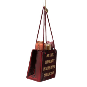 Vondels - Christbaumschmuck aus Glas - shopping bag with gifts retail therapy / Shoppertasche mit Geschenken (Therapie) 8,5cm