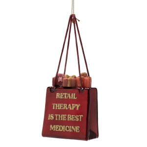 Vondels - Christbaumschmuck aus Glas - shopping bag with gifts retail therapy / Shoppertasche mit Geschenken (Therapie) 8,5cm