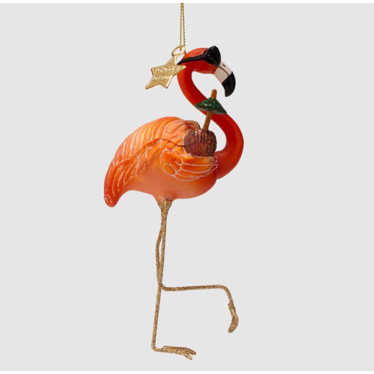 Vondels - Christbaumschmuck aus Glas - Flamingo orange 16cm