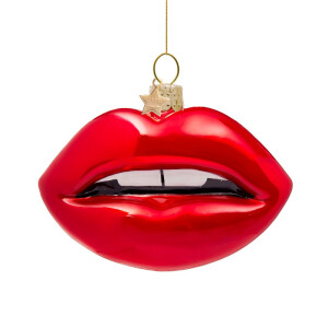 Vondels - Christbaumschmuck aus Glas - red opal sensual lips / sinnliche rote Lippen 6,5cm