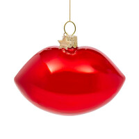 Vondels - Christbaumschmuck aus Glas - red opal sensual lips / sinnliche rote Lippen 6,5cm