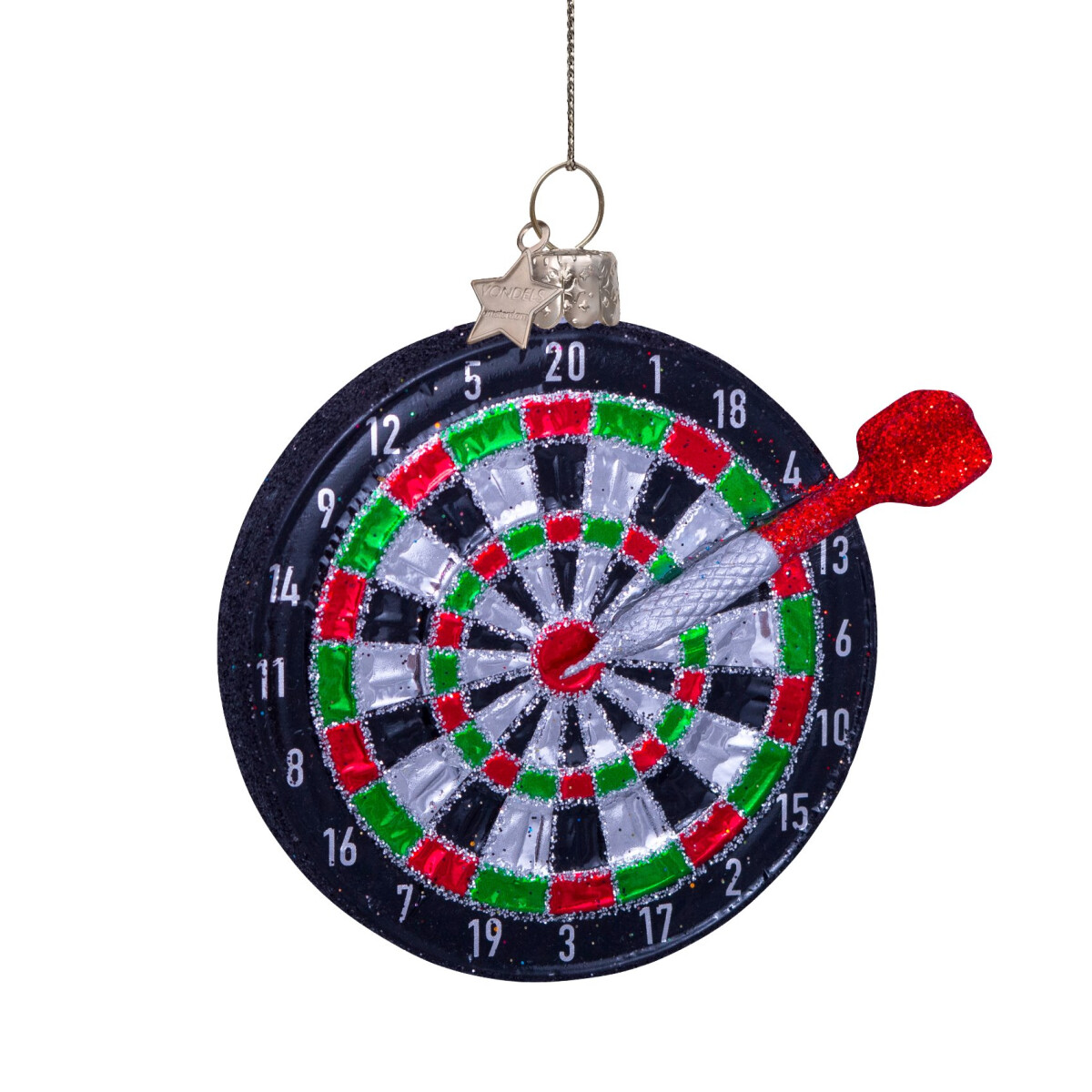 Vondels - Christbaumschmuck aus Glas - black dartboard /...