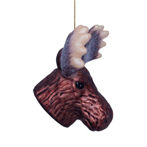 Vondels - Christbaumschmuck aus Glas - brown moose head / brauner Elchkopf 7,5cm
