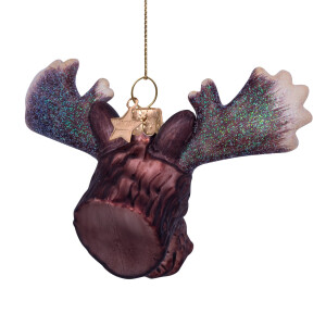 Vondels - Christbaumschmuck aus Glas - brown moose head / brauner Elchkopf 7,5cm