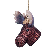 Vondels - Christbaumschmuck aus Glas - brown moose head / brauner Elchkopf 7,5cm