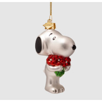 Vondels - Christbaumschmuck aus Glas - PEANUTS / Snoopy with flowers / Snoopy mit Blumen 9cm