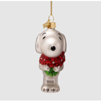 Vondels - Christbaumschmuck aus Glas - PEANUTS / Snoopy with flowers / Snoopy mit Blumen 9cm