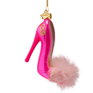 Vondels - Christbaumschmuck aus Glas - BARBIE / High heel pump pink plush 9cm
