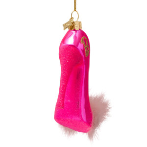 Vondels - Christbaumschmuck aus Glas - BARBIE / High heel pump pink plush 9cm