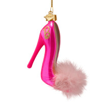 Vondels - Christbaumschmuck aus Glas - BARBIE / High heel pump pink plush 9cm