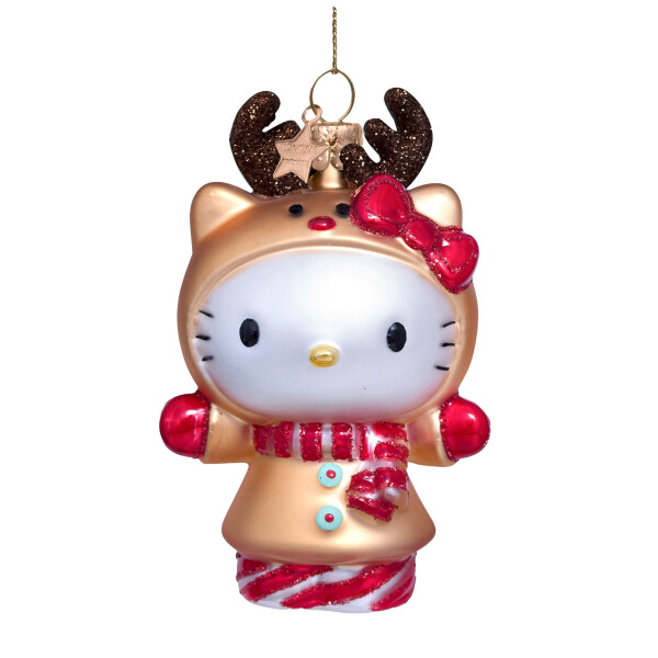 Vondels - Christbaumschmuck aus Glas - Hello Kitty as a reindeeer - Hello Kitty als Rentier 10cm