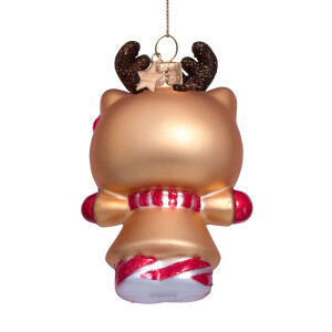 Vondels - Christbaumschmuck aus Glas - Hello Kitty as a reindeeer - Hello Kitty als Rentier 10cm