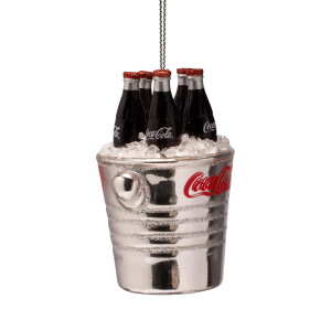 Vondels - Christbaumschmuck aus Glas - COCA COLA / bottles in cooler / Coca Cola Flaschen im Kühler 7,5cm