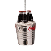 Vondels - Christbaumschmuck aus Glas - COCA COLA / bottles in cooler / Coca Cola Flaschen im Kühler 7,5cm