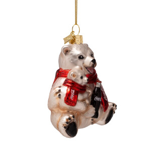 Vondels - Christbaumschmuck aus Glas - COCA COLA / polar bear with bottle / Coca Cola Eisbär mit Flasche 9cm