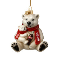Vondels - Christbaumschmuck aus Glas - COCA COLA / polar bear with bottle / Coca Cola Eisbär mit Flasche 9cm