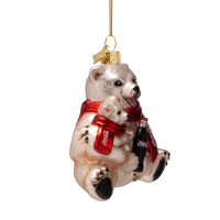Vondels - Christbaumschmuck aus Glas - COCA COLA / polar bear with bottle / Coca Cola Eisbär mit Flasche 9cm