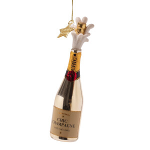 Vondels - Christbaumschmuck aus Glas - Champagne bottle popping / aufploppende Champagnerflasche 16,5cm