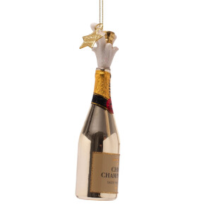 Vondels - Christbaumschmuck aus Glas - Champagne bottle popping / aufploppende Champagnerflasche 16,5cm