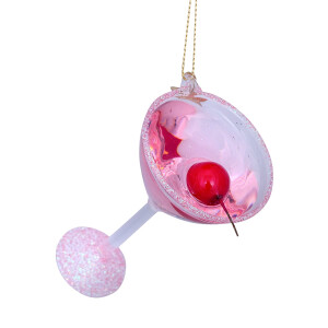 Vondels - Christbaumschmuck aus Glas - pink Cosmopolitan Cocktail 9,5cm