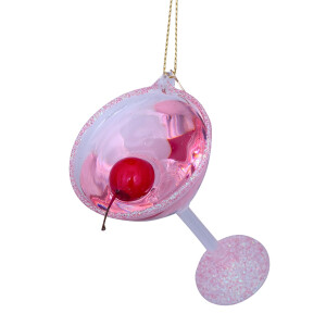 Vondels - Christbaumschmuck aus Glas - pink Cosmopolitan Cocktail 9,5cm