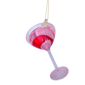 Vondels - Christbaumschmuck aus Glas - pink Cosmopolitan Cocktail 9,5cm
