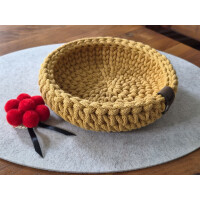 Schwarzwald Maschen - Häkelschale rund - 21 x 5cm - Farbe : Mustard