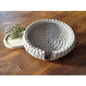 Schwarzwald Maschen - Häkelschale rund - 21 x 5cm - Farbe : Cashmere beige